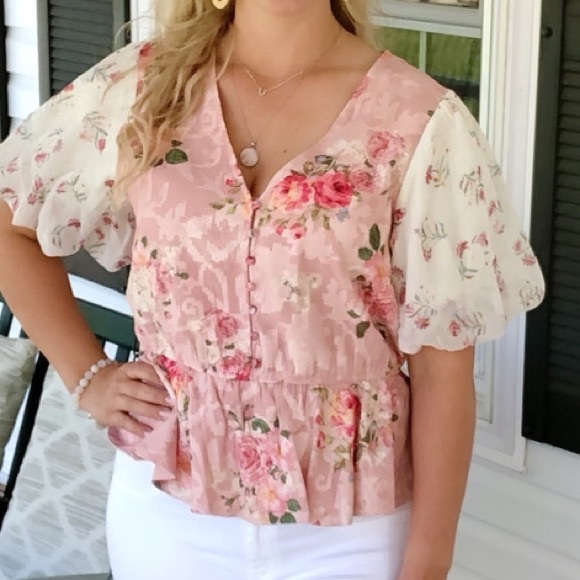 Anthropologie L Hemant & Nandita rose garden pink blouse - Picture 3 of 14